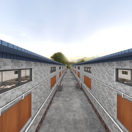 养猪场负压风机+水帘通风方案